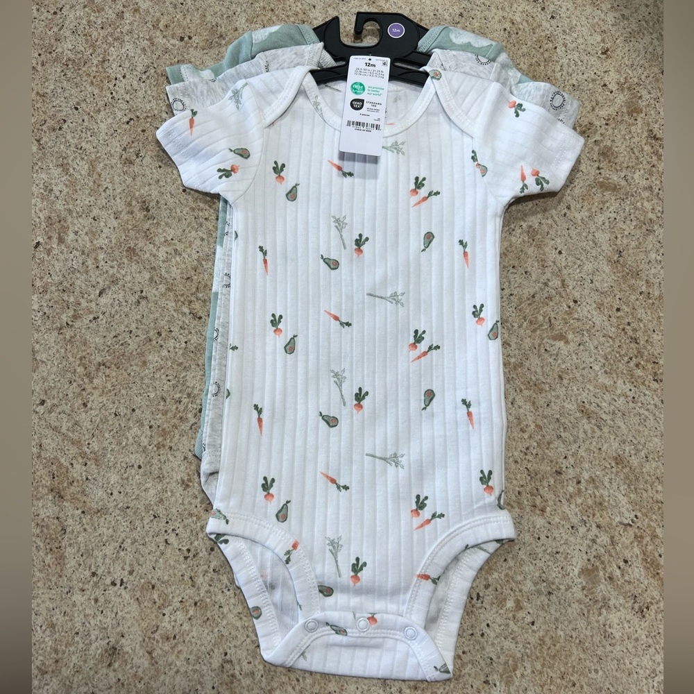 NWT Carter's Child of Mine Baby Unisex Bodysuits, 3-Pack, 12m - Picture 5 of 12